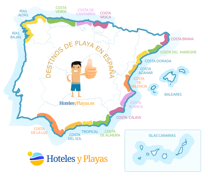 mapa con las costas de España